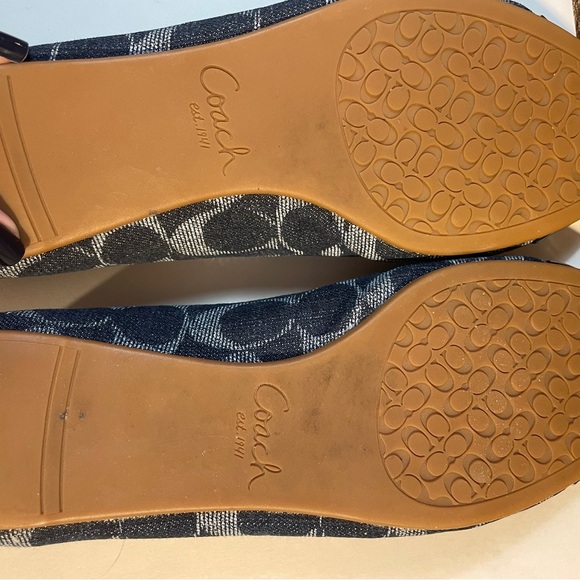 Coach shoes ballet flats signature logo patent leather blue womens 9.5 - Picture 4 of 6